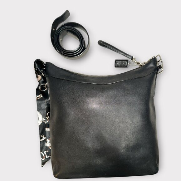 VTG Coach Legacy Slim Gallery Tote 9188 Black Leather Nickel Convertible Bag Y2K - Picture 5 of 8